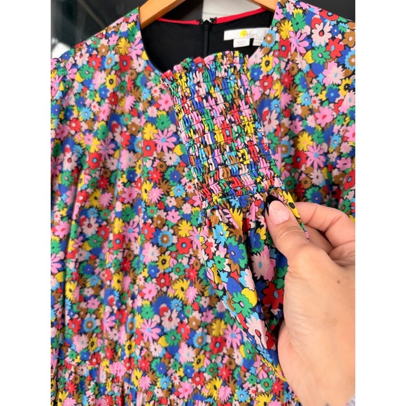 A7 Boden‎ Floral Midi Dress Long Sleeve Tiered Skirt UK14R US10R - Picture 9 of 9